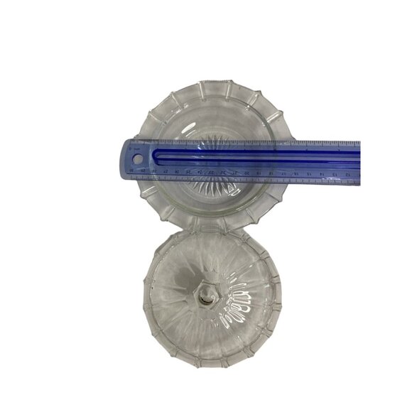 Vintage Clear Glass Round Panel Dome Lid Butter Cheese Dish starburst base - Picture 7 of 7